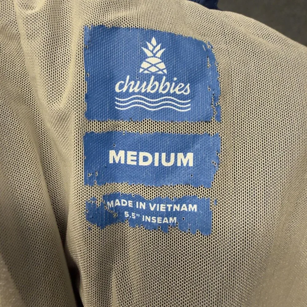 Chubbies Swim Shorts Mens Medium Blue Rainbow Stripe 5.5 Inseam Mesh Trunks